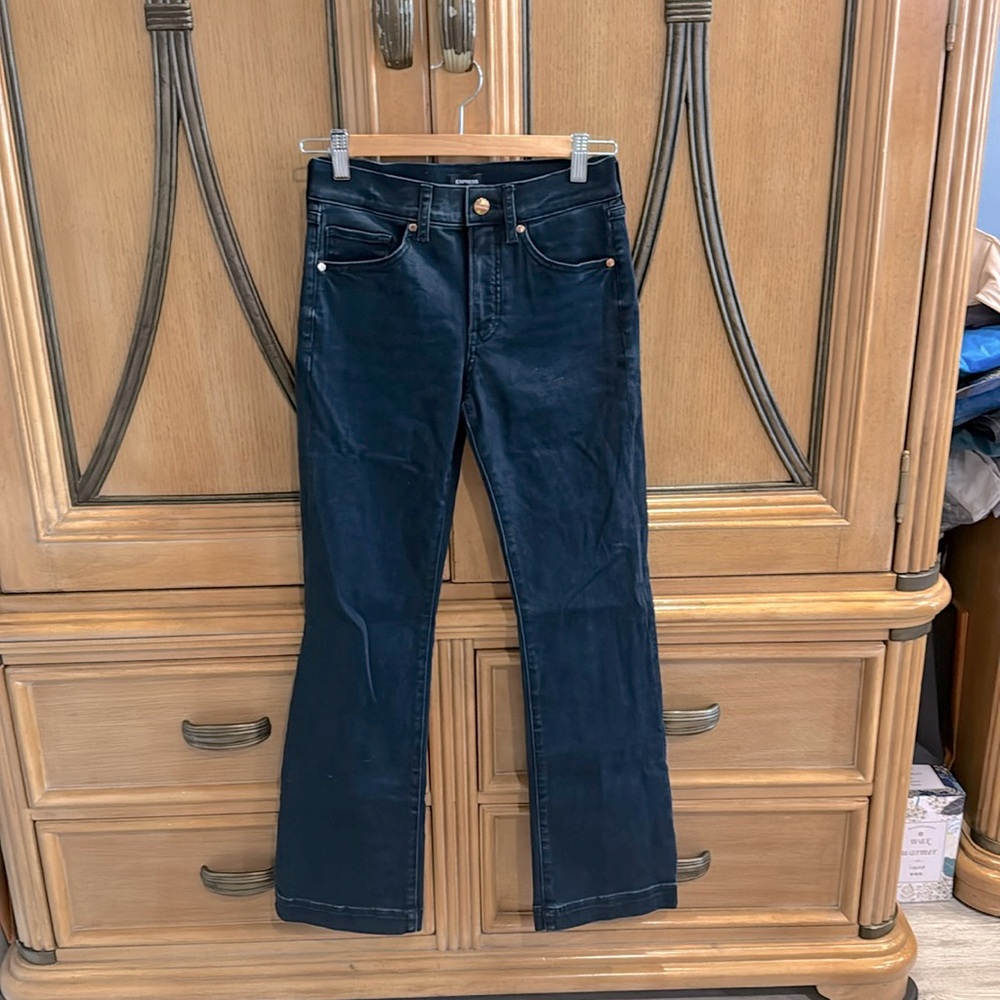Express petite dark blue bootcut jeans, size 2